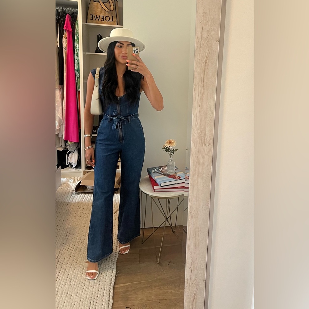 SOLD Calypso Wide Leg Denim Jumpsuit. Worn once. Size 0